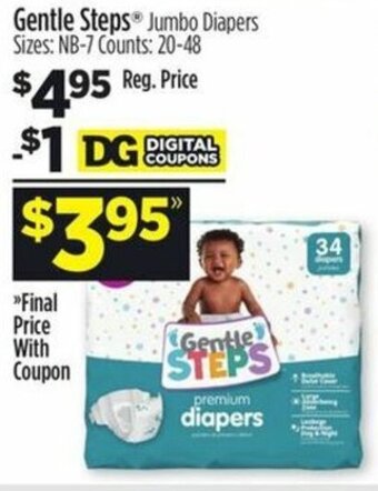 Dollar General Gentle Steps Jumbo Diapers offer
