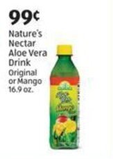 Aldi Nature's Nectar Aloe Vera Drink Original or Mango offer