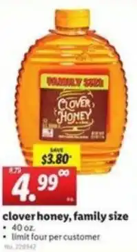 Lidl Clover Honey,Family 40 oz offer