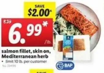 Lidl Salmon Fillet,Skin On, Mediterranean Herb offer