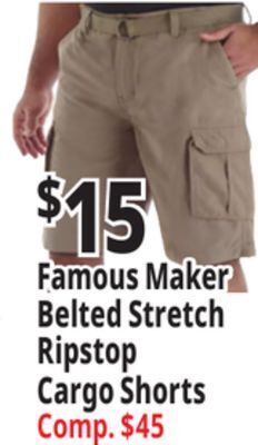 Ocean State Job Lot Famous maker belted stretch ripstop cargo shorts offer