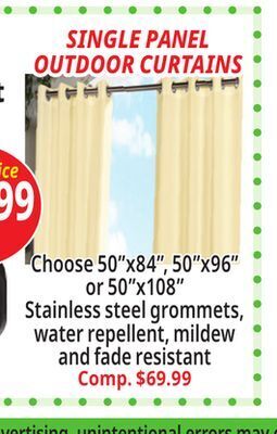 Ocean State Job Lot Single panel outdoor curtains offer