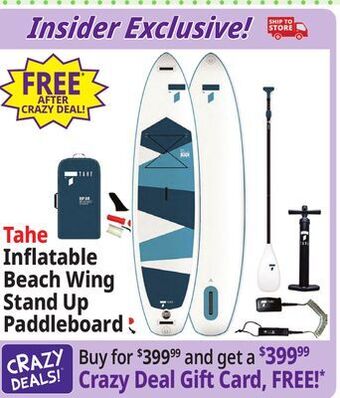 Ocean State Job Lot Tahe inflatable beach wing stand up paddleboard offer