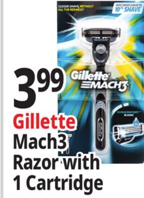 Ocean State Job Lot Gillette mach3 men's razor handle with cartridge refill offer