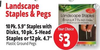 Ocean State Job Lot Tiller & rowe landscape staples with buttons, 10 count offer