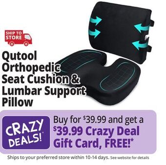 Ocean State Job Lot Qutool orthopedic seat cushion & lumbar support pillow offer