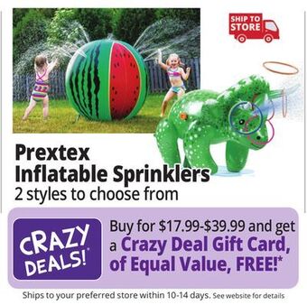 Ocean State Job Lot Prextex inflatable sprinklers offer