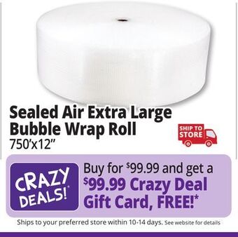 Ocean State Job Lot Sealed air extra large bubble wrap roll offer