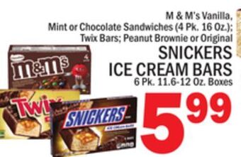 C Town Snickers ice cream bars 6 pk. 11.6-12 oz. boxes offer