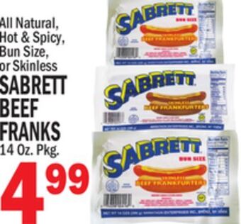 C Town Sabrett beef franks offer