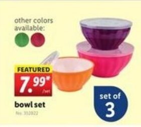 Lidl Bowl Set offer