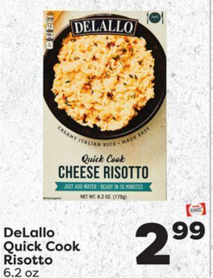 Weis Markets Delallo quick cook risotto offer