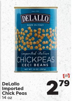 Weis Markets Delallo imported chick peas offer