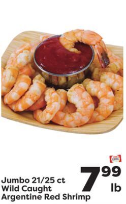 Weis Markets Jumbo 21/25 ct wild caught argentine red shrimp offer