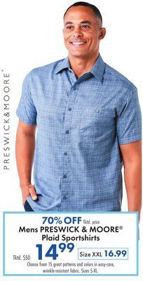 Boscov's Mens preswick & moore® plaid sportshirts offer