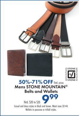 Boscov's Mens stone mountain® belts and wallets offer