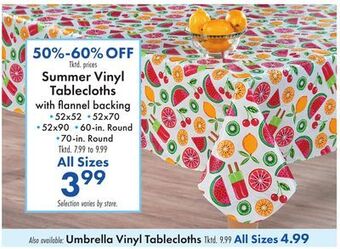 Boscov's Summer vinyl tablecloths offer