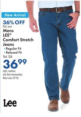 Boscov's Mens lee® comfort stretch jeans offer