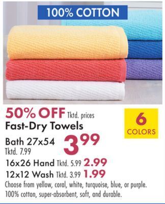 Boscov's Fast-dry towels bath offer