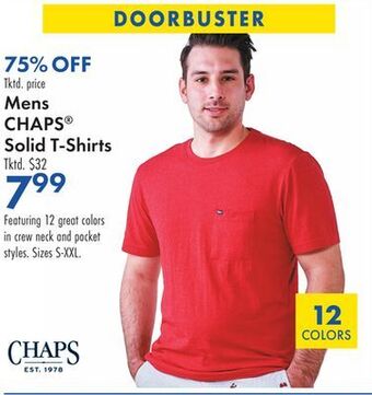 Boscov's Mens chaps® solid t-shirts offer