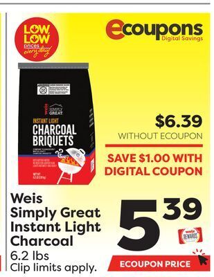Weis Markets Weis simply great instant light charcoal offer