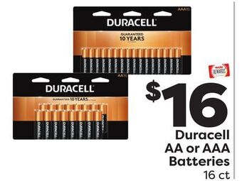 Weis Markets Duracell aa or aaa batteries offer