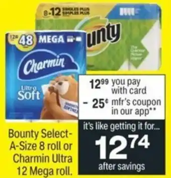 CVS Bountry A-Size 8 Roll Or Charmin Ultra offer