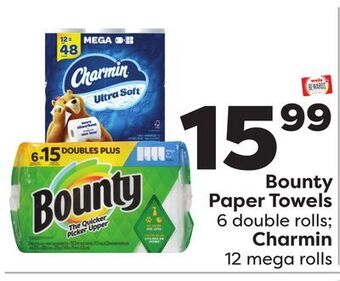 Weis Markets Bounty paper towels 6 double rolls charmin 12 mega rolls offer