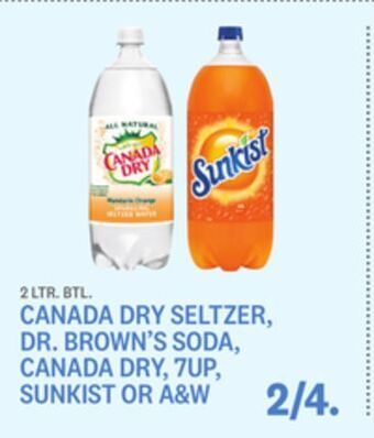 Kings Food Markets Canada dry seltzer, dr. brown's soda, canada dry, 7up, sunkist or a&w offer