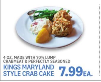 Kings Food Markets Kings maryland style crab cake offer