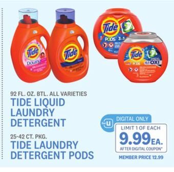 Kings Food Markets 92 fl. oz. btl. tide liquid laundry detergent 25-42 ct. pkg. tide laundry detergent pods offer