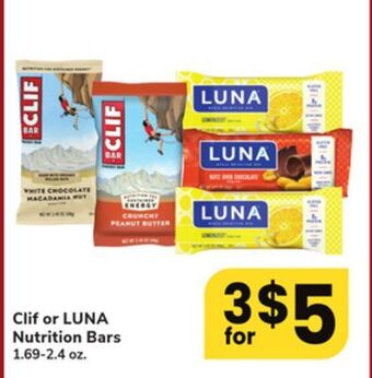 ACME Clif or luna nutrition bars offer