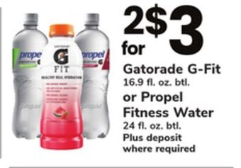 ACME Gatorade g-fit 16.9 fl. oz. btl. or propel fitness water 24 fl. oz. btl. offer