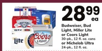 ACME Budweiser, bud light, miller lite or coors light 30-pk., 12 fl. oz. cans or michelob ultra 24-pk., 12 fl. oz. offer