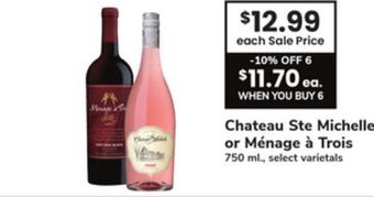 ACME Chateau ste michelle or ménage à trois offer