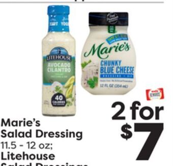 Weis Markets Marie's salad dressing 11.5-12 oz litehouse salad dressings offer
