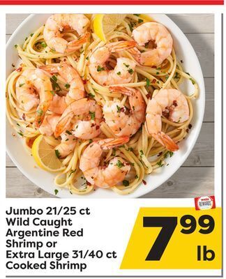 Weis Markets Jumbo 21/25 ct wild caught argentine red shrimp or extra large 31/40 ct cooked shrimp offer
