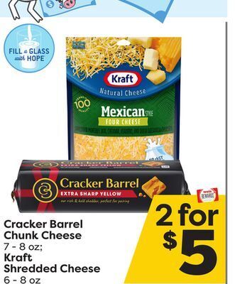 Weis Markets Cracker barrel chunk cheese 7-8 oz kraft shredded cheese 6-8 oz offer