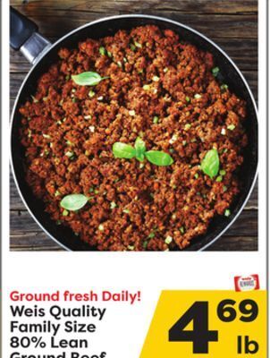 Weis Markets Weis quality family size 80% lean ground beef offer