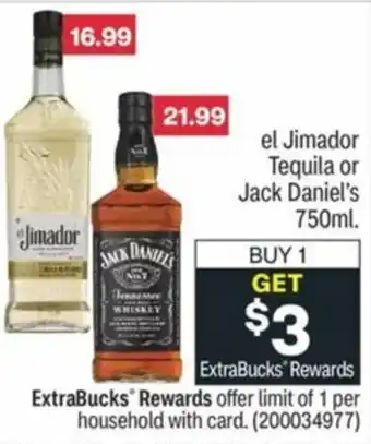 CVS El Jimador Teguila Or Jack Daniel's 750ml offer