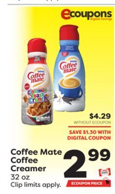Weis Markets Coffee mate coffee creamer offer