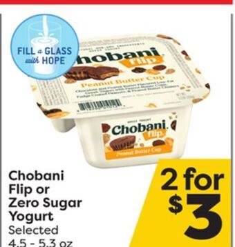 Weis Markets Chobani flip or zero sugar yogurt offer