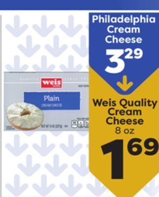 Weis Markets Weis quality cream cheese offer