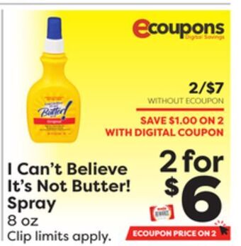Weis Markets I can't believe it's not butter! spray offer