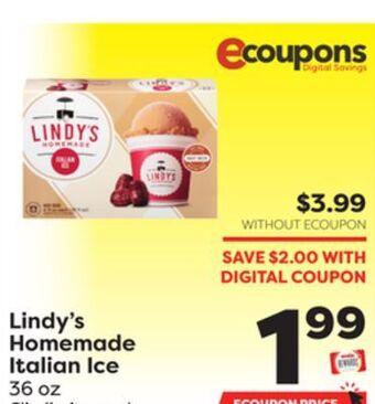 Weis Markets Lindy's homemade italian ice offer