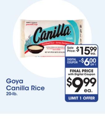 Price Rite Goya canilla rice offer