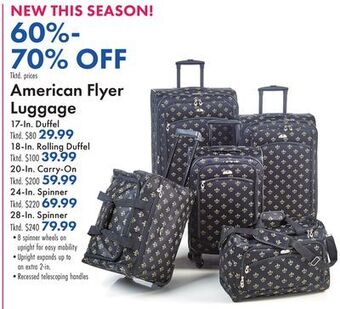 Boscov's American flyer luggage offer