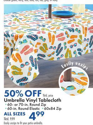 Boscov's Umbrella vinyl tablecloth offer