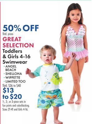 Boscov's Toddlers & girls 4-16 swimwear offer