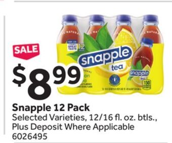 Stop&Shop Snapple 12 pack offer